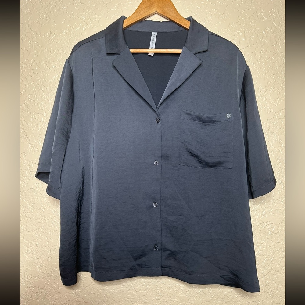 Fabletics Sleep Button Down Pewter Gray Slate Sil… - image 3